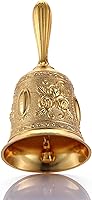 Vista 6 de Campana de llamada de latón grande súper fuerte para cena, boda, aula, meditación tibetana, regalo para postrarse en cama, mamá, personas mayores