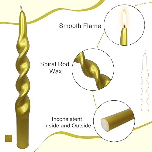 Miniatura 3 de Velas en espiral de Navidad velas cónicas doradas velas sin perfume para regalo de invierno velas navideñas para decoración del hogar