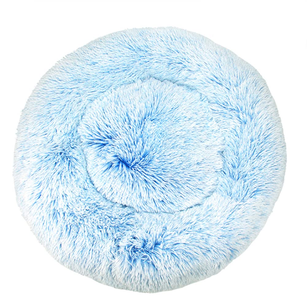 Lukery Dog Cat Donut Bed, Fluffy Plush Puppy Kitten Cuddler Round Bed, Warm and Soft Pet Cosy Anti Anxiety Beds for Small/Medium/Large Dogs (60CM,Blue) โ image 1
