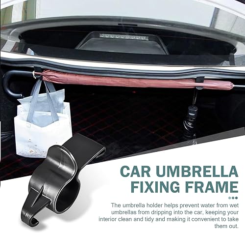 Miniatura 6 de 2 soportes para paraguas para maletero de automóvil, ganchos multifuncionales para caña de pescar, bolsa de compras, clip portátil para paraguas de