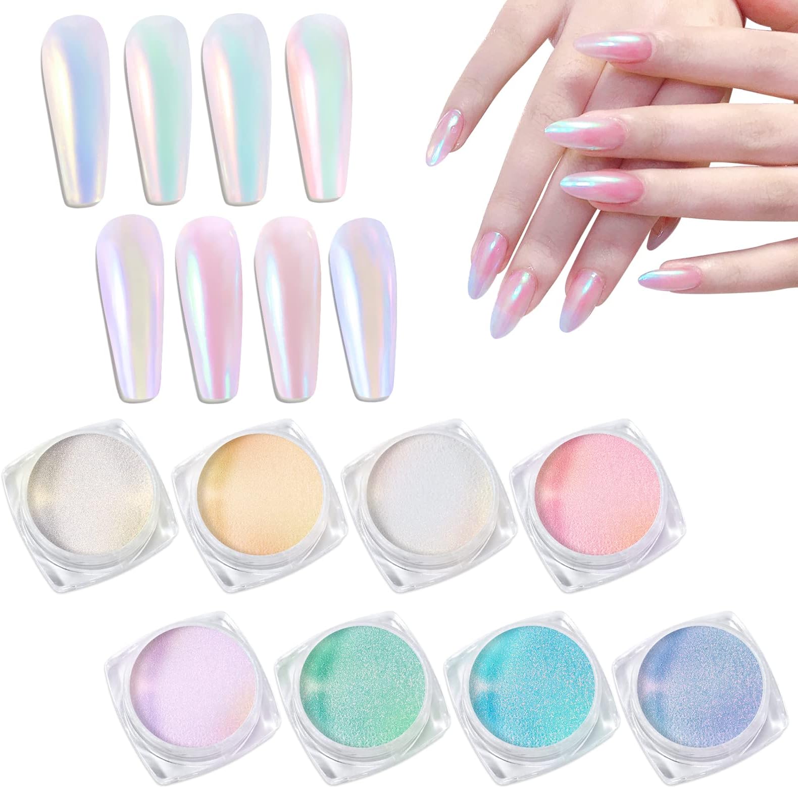 PrettyDiva Aurora Chrome Nail Powder White Pearl Chrome