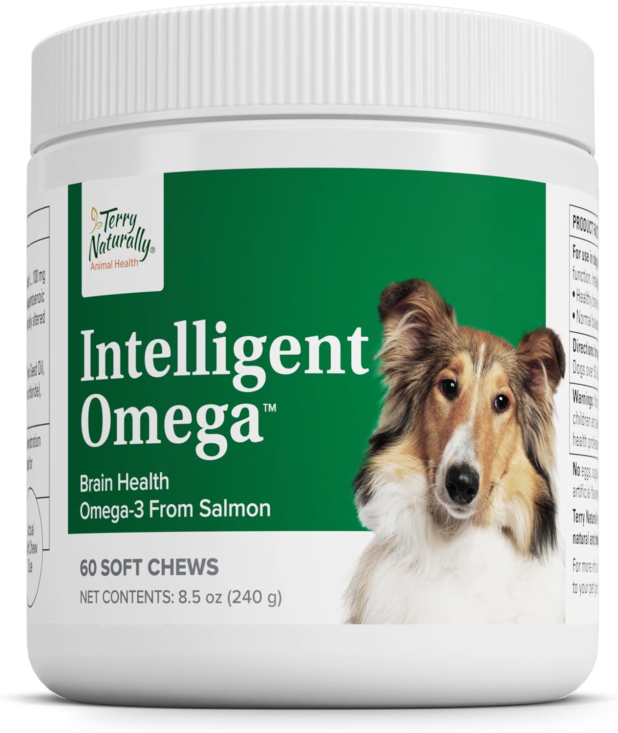 Terry Naturally Animal Health Intelligent Omega - 60 Soft Chews - Omega 3, Salmon Oil for Dogs, Promotes Brain, Heart & Eye Health - Canine Only - 60 Servings