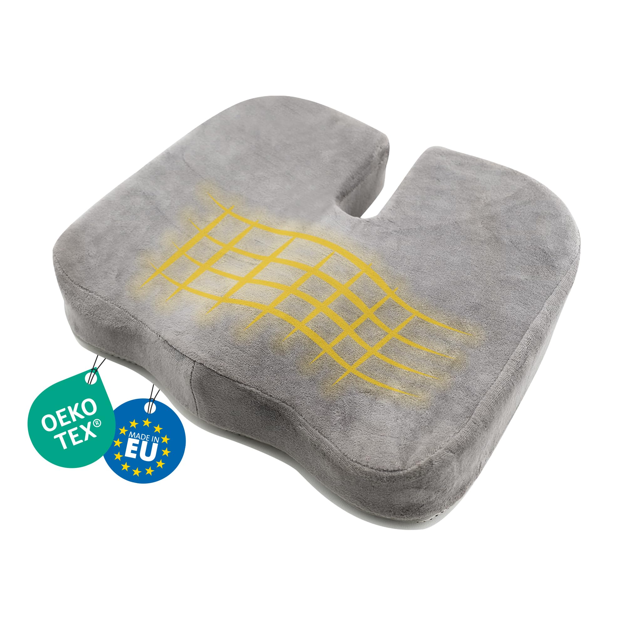SLEEP COMFY Cuscino ortopedico in memory foam di alta qualità, per alleviare il coccige, per sedia a rotelle, 44 x 36 x 9 cm