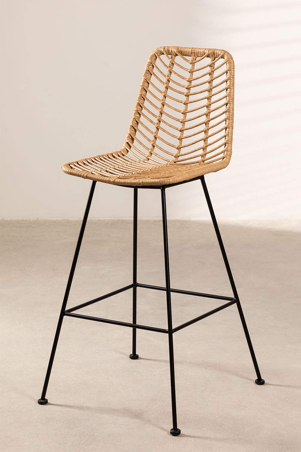 SKLUM Lot de 2 Tabourets Hauts en Rotin Synthétique Gouda Naturel Naturel Noir ↑75 cm