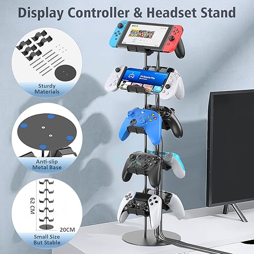 Miniatura 3 de Kytok Gamer Gifts, Headset Stand 5 Tiers with Cable Organizer, Controller Stand Compatible with PS5/Xbox/Nintendo Switch/PS Portal/PS4, Headset
