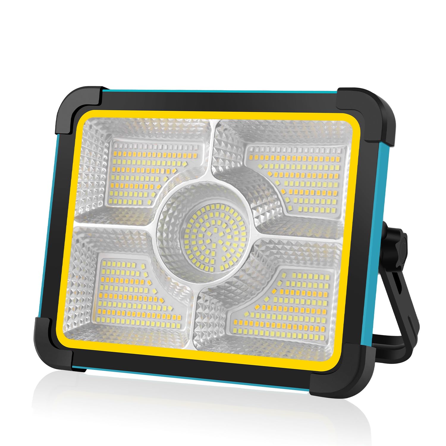 ERAY 100W Faro LED Ricaricabile Batteria da 12000mAh | 5 Modalità, 480 Perle LED, Pannello Solare, Faretto LED da Cantiere per Emergenza, Campeggio, Riparazione, Garage, Esterni