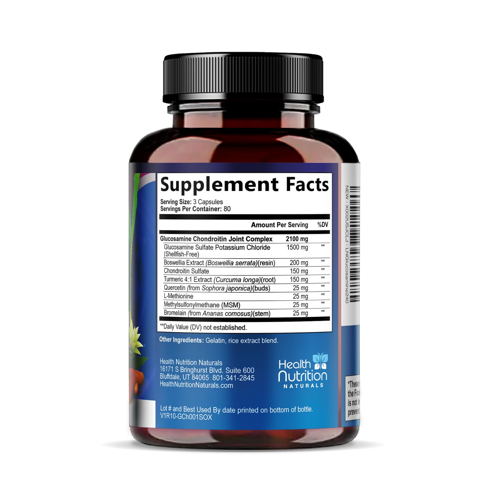 Glucosamine Chondroitin MSM 2100mg - 3X Strength Joint Support Supplement with Turmeric, Glucosamine Sulfate, Boswellia - For Natural Flexibility, Cartilage, Mobility - Bottled in USA - 240 Capsules — Amazon image 9