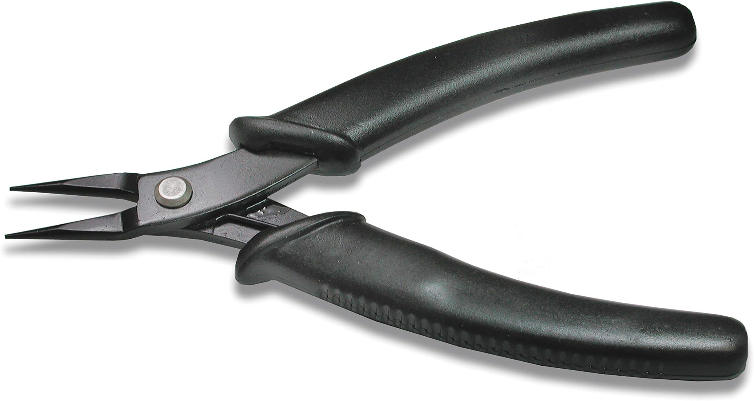 The Beadsmith Hi-Tech Round Nose Pliers, 5.5 inches (140mm) with high carbon steel head, black comfort grip handle with spring, tool for jewelry making, electronics or micro mechanics