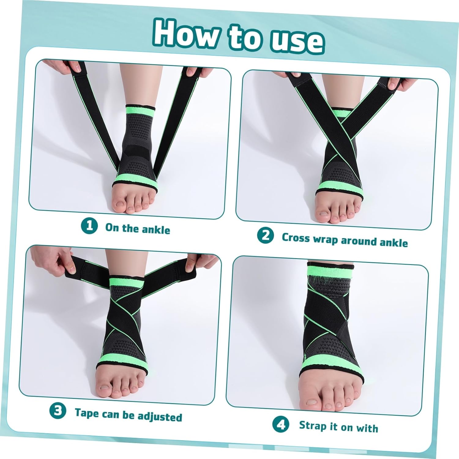 Ipetboom 2pcs Ankle Support Sleeves Adjustable Compression Braces for Ankle Sprain Basketball Volleyball Running Yoga Breathable Comfortable Material Fits
