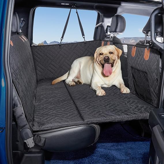 Dog Back Seat Extender for Truck,Truck Dog Seat Cover Back Seat,Pet Hammock,Non Inflatable Car Bed Mattress Pet Seat Covers for F150/RAM1500/Silverado (Black)