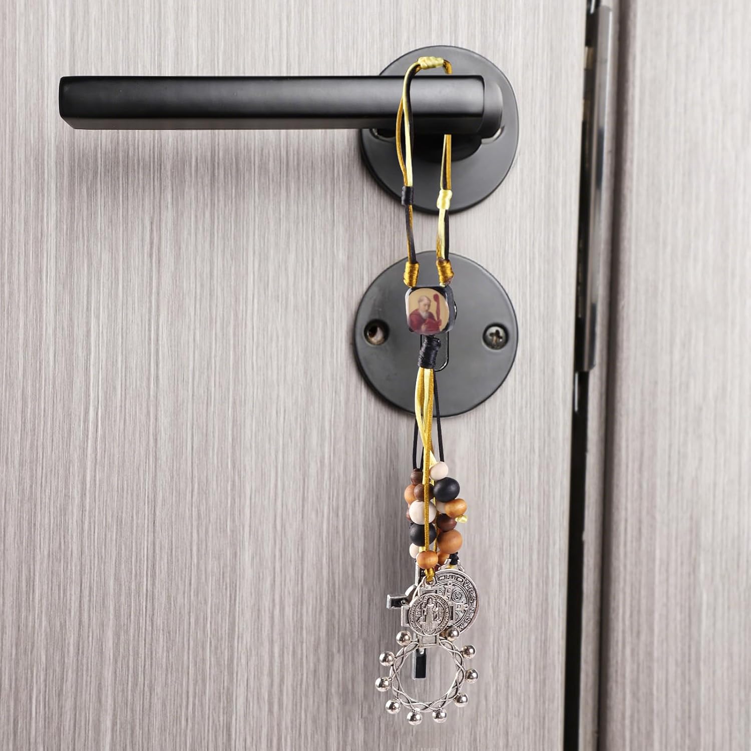 St Benedict Medals with Rosary Ring for Door with Prayer Cards,Finger Rosary Crucifix Catholic Gift Set for New Home Door Hanger Decor,Medalla De San Benito Pocket Rosary,Escapularios Catolicos - Image 4