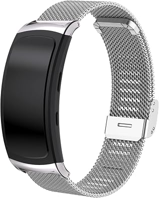 Metal Band Compatible with Samsung Gear Fit2 Pro/Gear Fit2 Mesh Woven Stainless Steel Wristbands Replacement Strap for Gear Fit 2 SM-R360 / Fit 2 Pro SM-R365