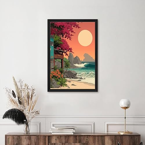 Miniatura 4 de Beach Pictures Wall Art Coastal Cowgirl Room Decor Cyber retro surfing beach Preppy Wall Decor Summer Tropical Ocean Art Canvas Print For Teen Girls