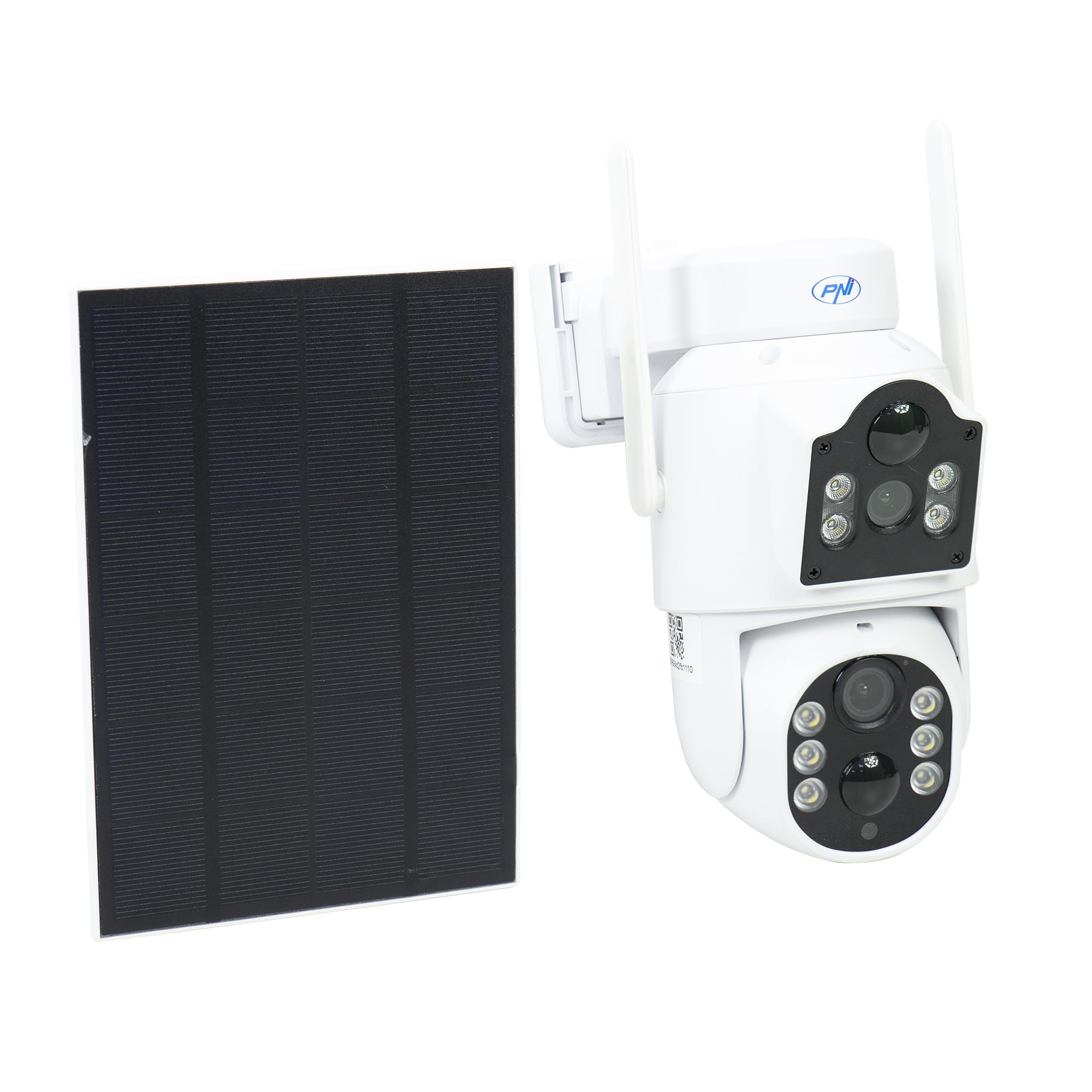 PNI Kamera do monitoringu wideo IP792 z podwójnym obiektywem 2 MP + 2 MP, panel słoneczny 3 W, wbudowana bateria 6000 mAh, wykrywanie ruchu, gniazdo kart micro SD, noktowizor, dwukierunkowy dźwięk,