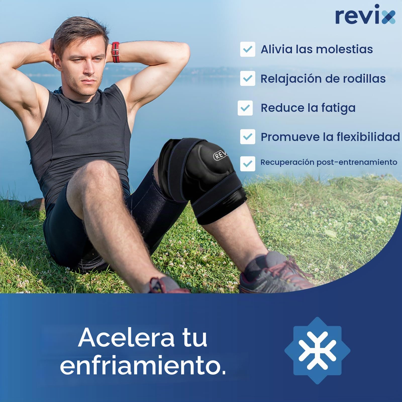 REVIX Paquete de hielo XXXL de 20 pulgadas para rodillas reutilizable, envoltura de rodilla de hielo con compresión fría para artritis, desgarro de menisco y ACL
