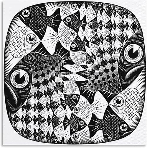 Miniatura 1 de AAOTE Peces y escamas - por M.C. Escher - Pósteres artísticos para habitación, póster estético, arte de pared, pintura en lienzo, regalos,