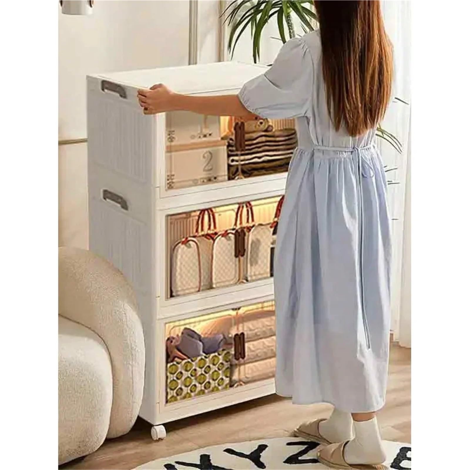Contenitore Per Fumetti Armadietto Portaoggetti Extra Large | Scatola portaoggetti pieghevole multilivello con ante, contenitori impilabili for scarpe, articoli vari, libri