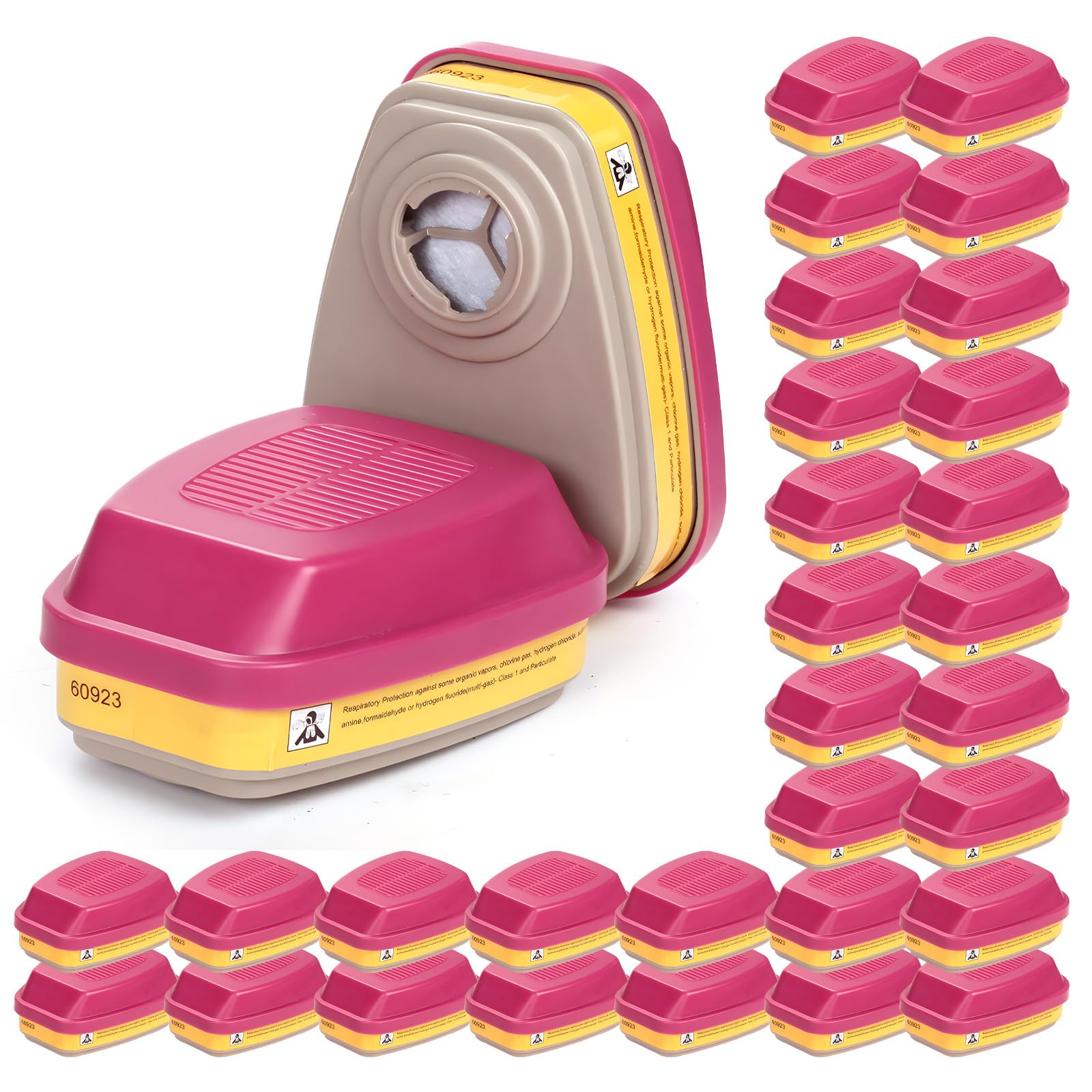 Evkocu 60923 Respirator Cartridge, Respirator Filter for Half and Full Face Pieces 6000, 7000 and FF-400 Series, Effective Filtering Organic Vapors, Acid Gases and Particulates, 15 Pair