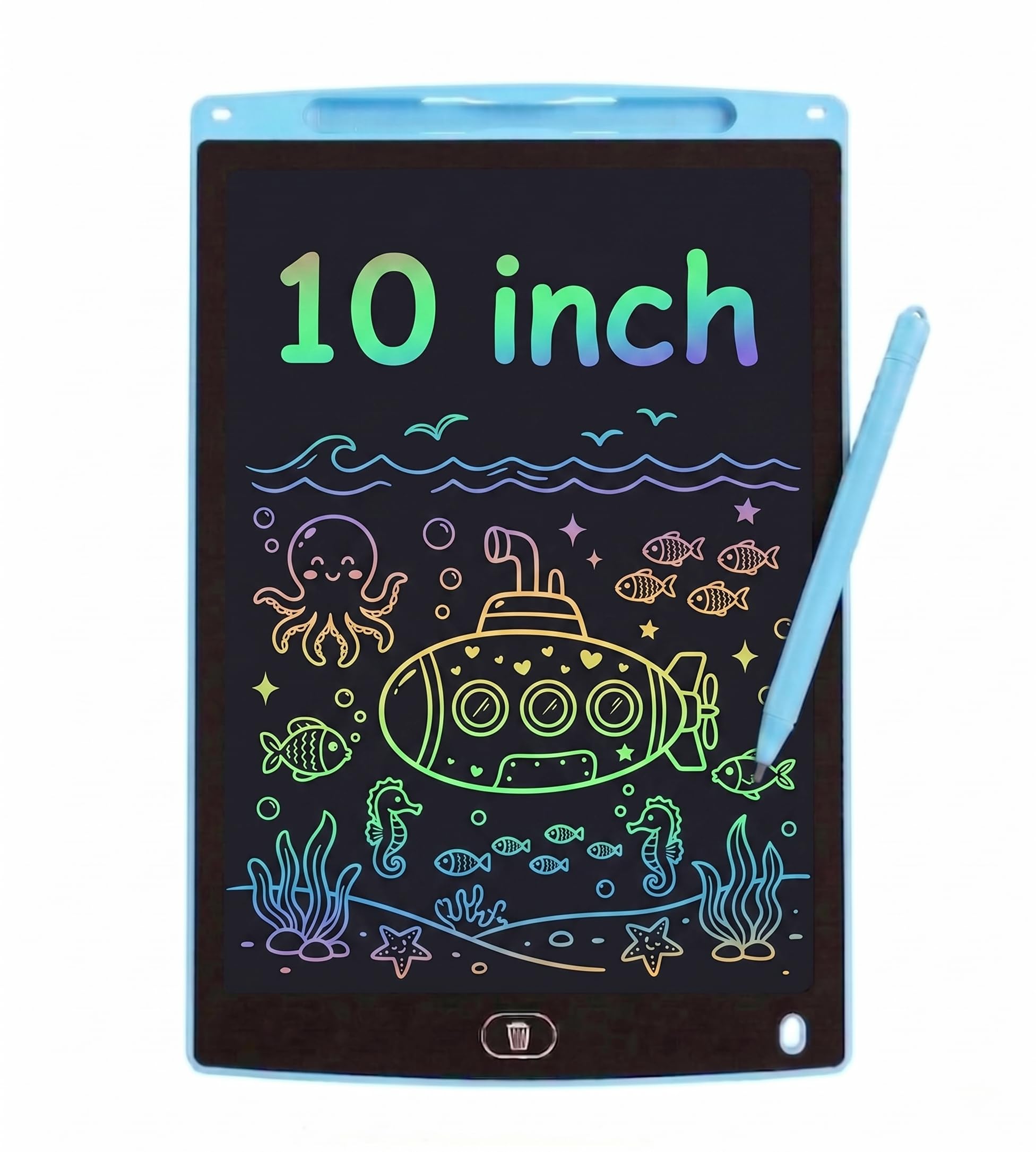 Tavoletta da scrittura LCD da 25,4 cm, blocco da disegno riutilizzabile con cancellazione a un pulsante, lavagna elettronica leggera per bambini, studenti, ufficio e uso domestico (blu)