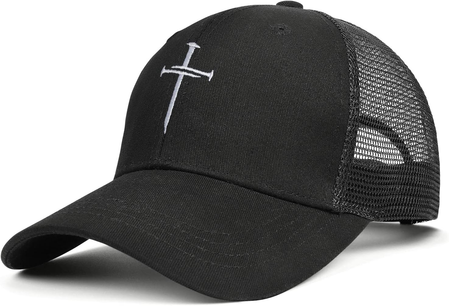 Christian Hats Nail Cross Jesus Hat Black Embroidered Baseball Cap - Image 4
