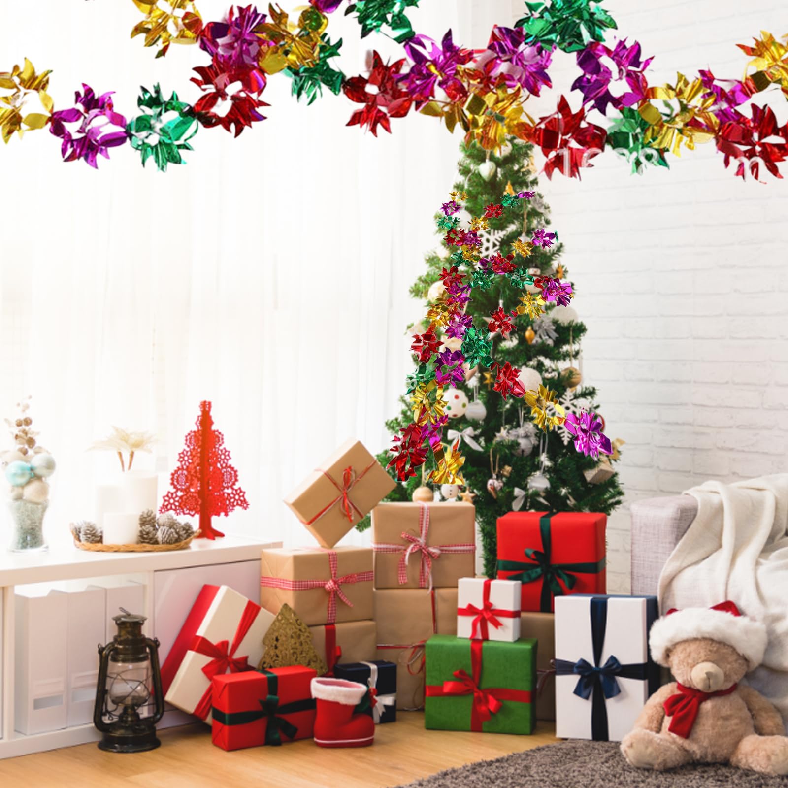 30 Pieces Christmas Ceiling Decorations, Christmas Hanging Swirls Decorations Indoor With Snowflake Swirl, Snowflake Silver & White Hanging Snowflakes For Xmas New Year Holiday Party Decorations - View #9