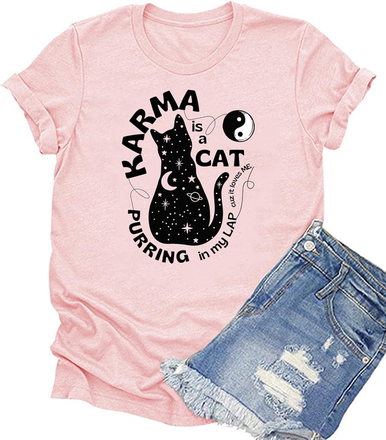 SAUIVD Women's Casual Graphic Tees Funny and Cute Shirt for Cats Lover Gift Short Sleeve Crewneck Letter Print Shirts - Image 2