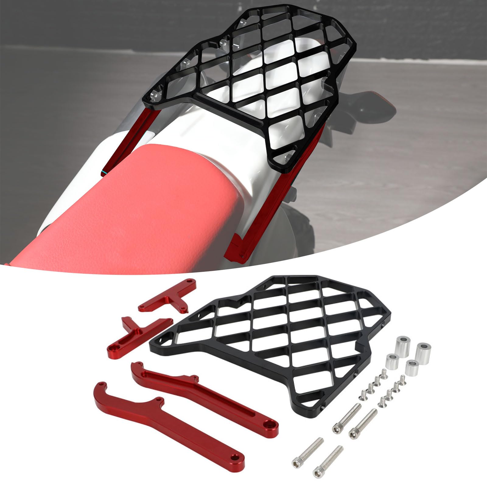 Dirt Bike CNC Rear Rack Carrier Mount Aluminum Alloy CRF250L Luggage Rack Storage Carrier for CRF250L 2012-2021 CRF250M 2013-2021 CRF250 Rally 2017-