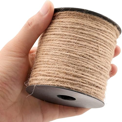 Miniatura 4 de jijAcraft Cordel de yute de 0.118 pulgadas, 328 pies, cordel de yute grueso marrón de 3 capas, cuerda de yute para jardinería, plantas trepadoras,