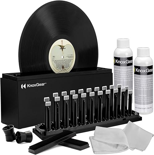 Knox Gear Kit limpiador de discos Kit de limpieza de discos de vinilo para reducir la estática y saltos Kit de limpieza de vinilo para limpiar el