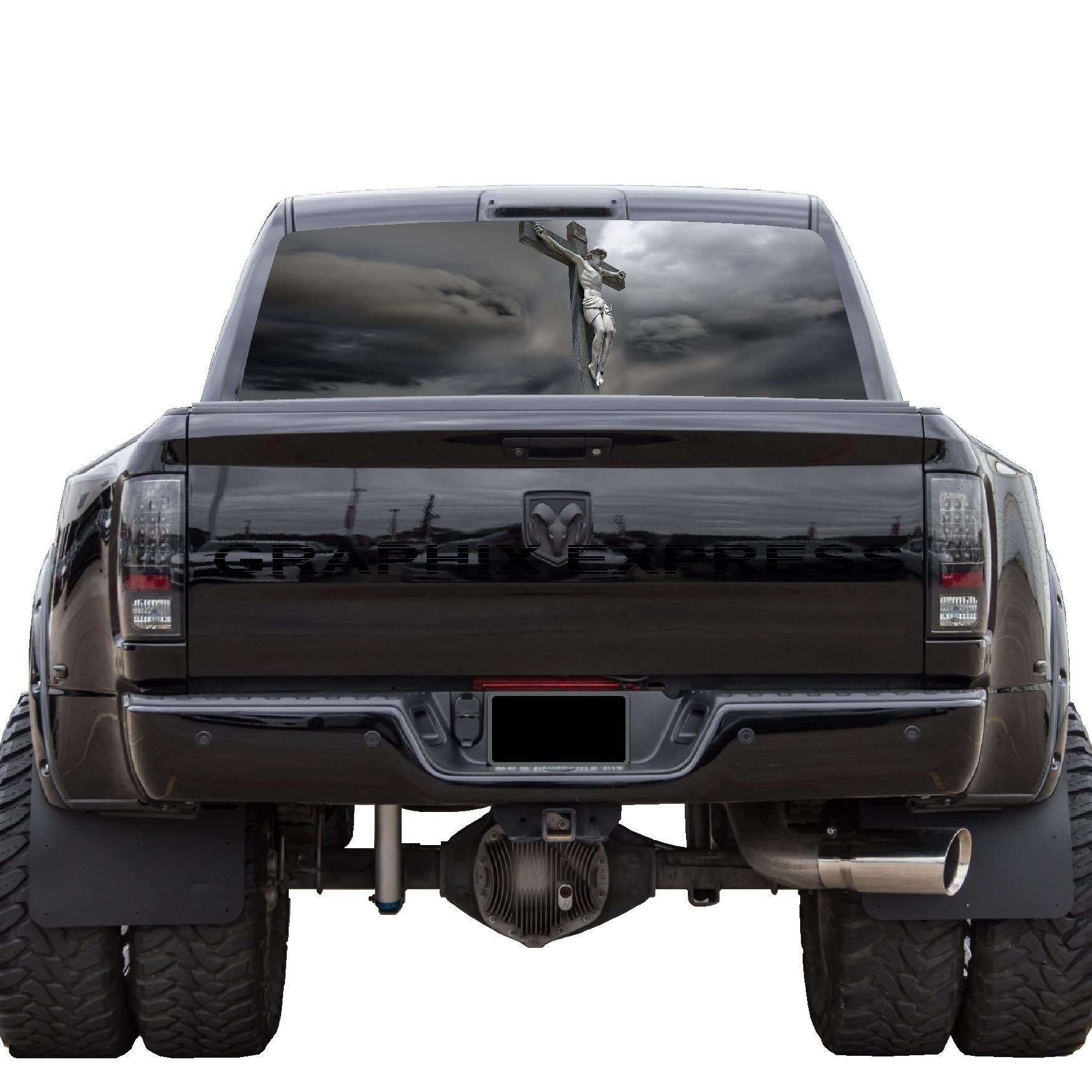 GRAPHIX EXPRESS Truck Back Window Graphics (P522 Jesus) Universal See-Through Rear Window Vinyl Wrap - Full Window Decals