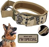 Vista 8 de Collar táctico para perro con asa, collar de entrenamiento militar ajustable para perros, nailon suave y hebilla de metal resistente para perros
