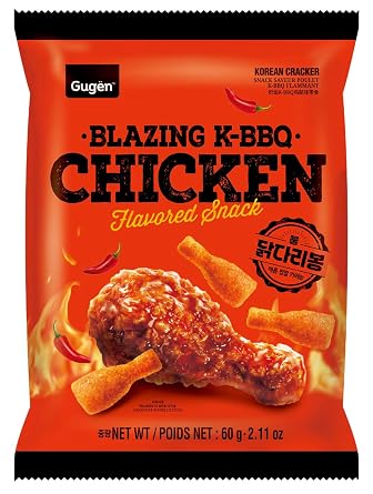 Gugen Blazing K-BBQ Chips | Yangnyeom Fried Chicken Flavor, 60g Bag, Crunchy Hot Puffs, Korean Snacks