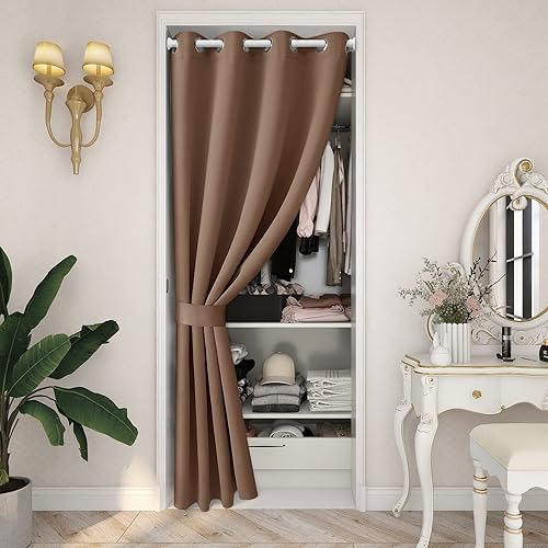 Miniatura 144 de HOMEIDEAS Cortinas de puerta para privacidad de puerta, cortina opaca para puerta de armario para dormitorio, cortinas con aislamiento con lazo