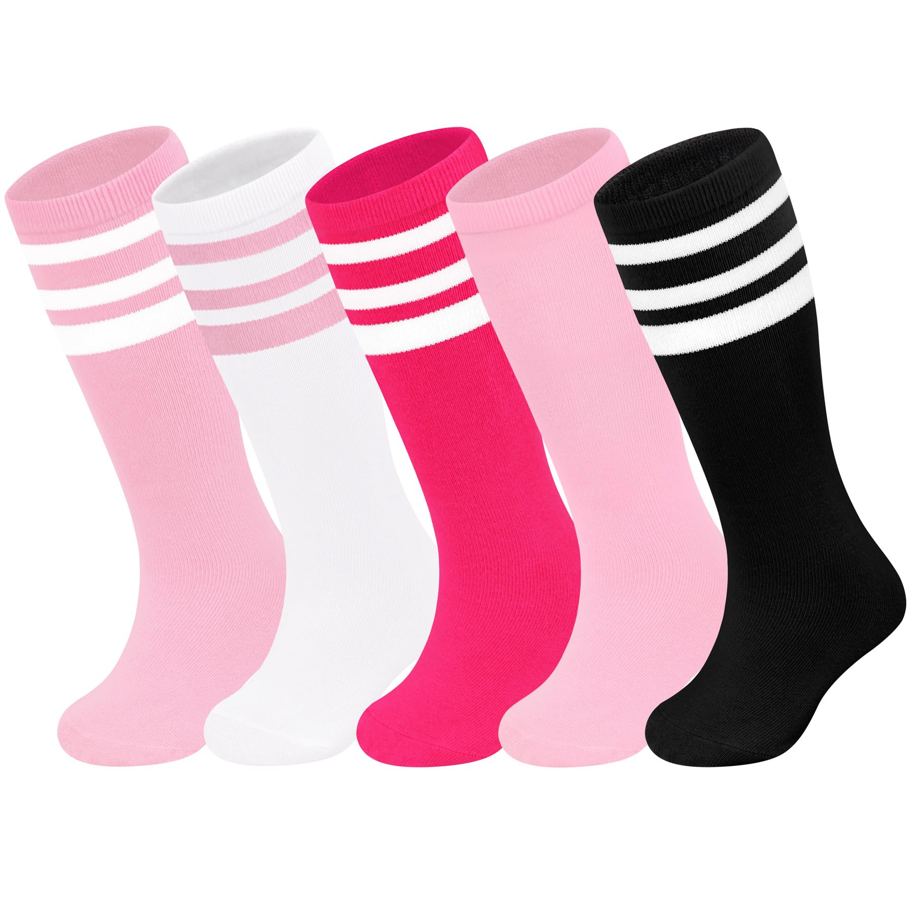 Olreco 5 Pack Toddler Kids Soccer Socks Youth Baseball Socks Youth Boys Girls Knee High Softball Football Accessories Cotton