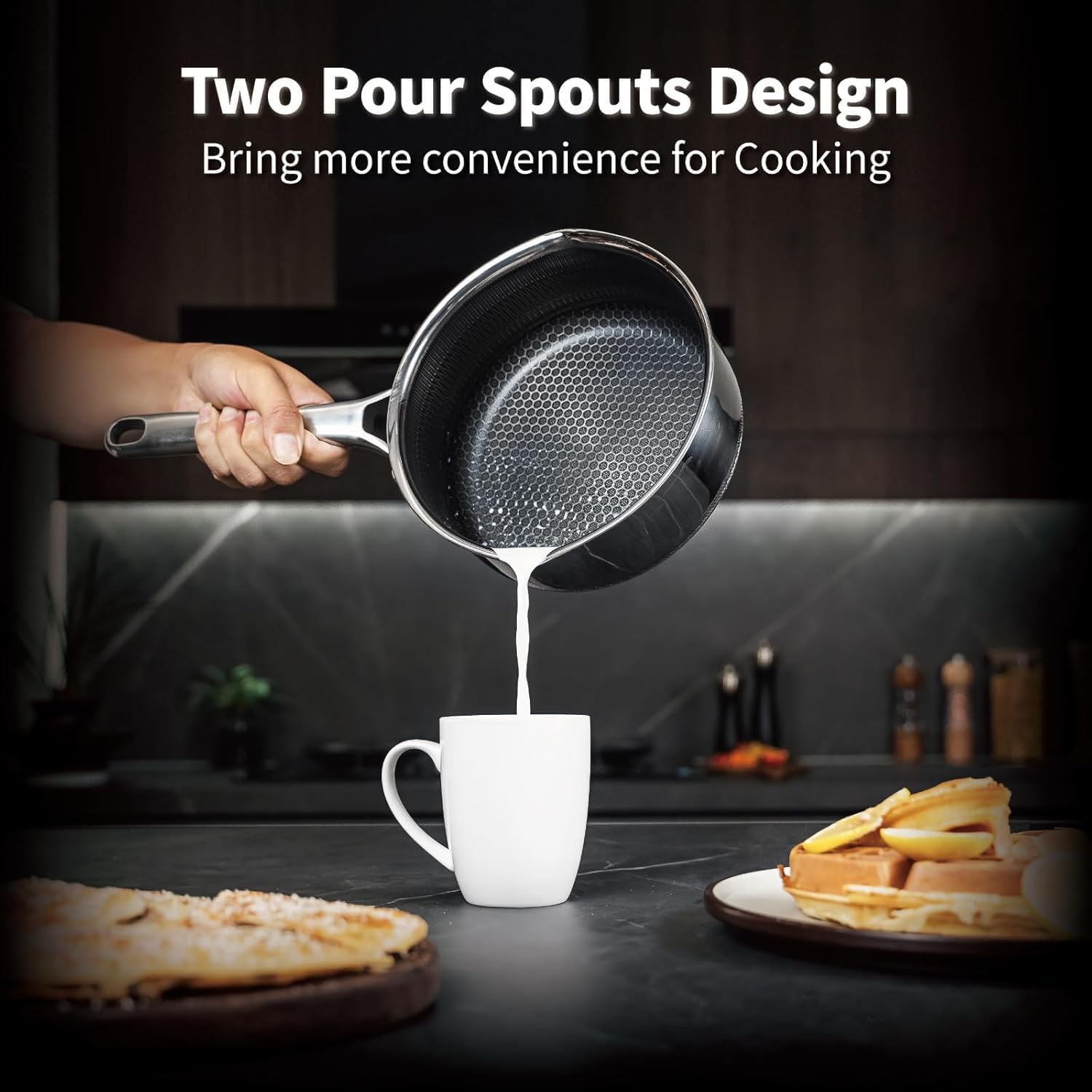 Hybrid Nonstick Cookware Set,Stainless Steel 12 Inch Frying Pan & 2QT Saucepan with Steamer Basket,3 PCS Silicone Kitchen Utensils Set