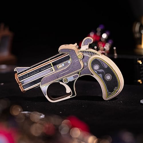 Miniatura 2 de MU AK47 - Rompecabezas de madera para adultos, diseño de pistola de madera para defensor de la seducción rosa, AK47, revólver con banda de goma,