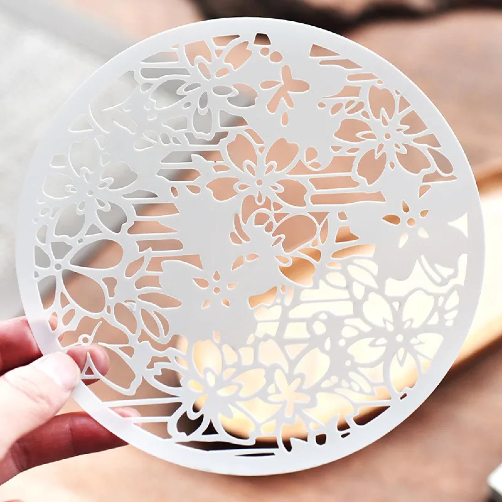 Plantillas para pintar sobre madera, 8 piezas de 16,5 x 16,5 cm, flores de ventana, redondas, reutilizables, para manualidades, sobre lona de pared de madera, decoración del hogar