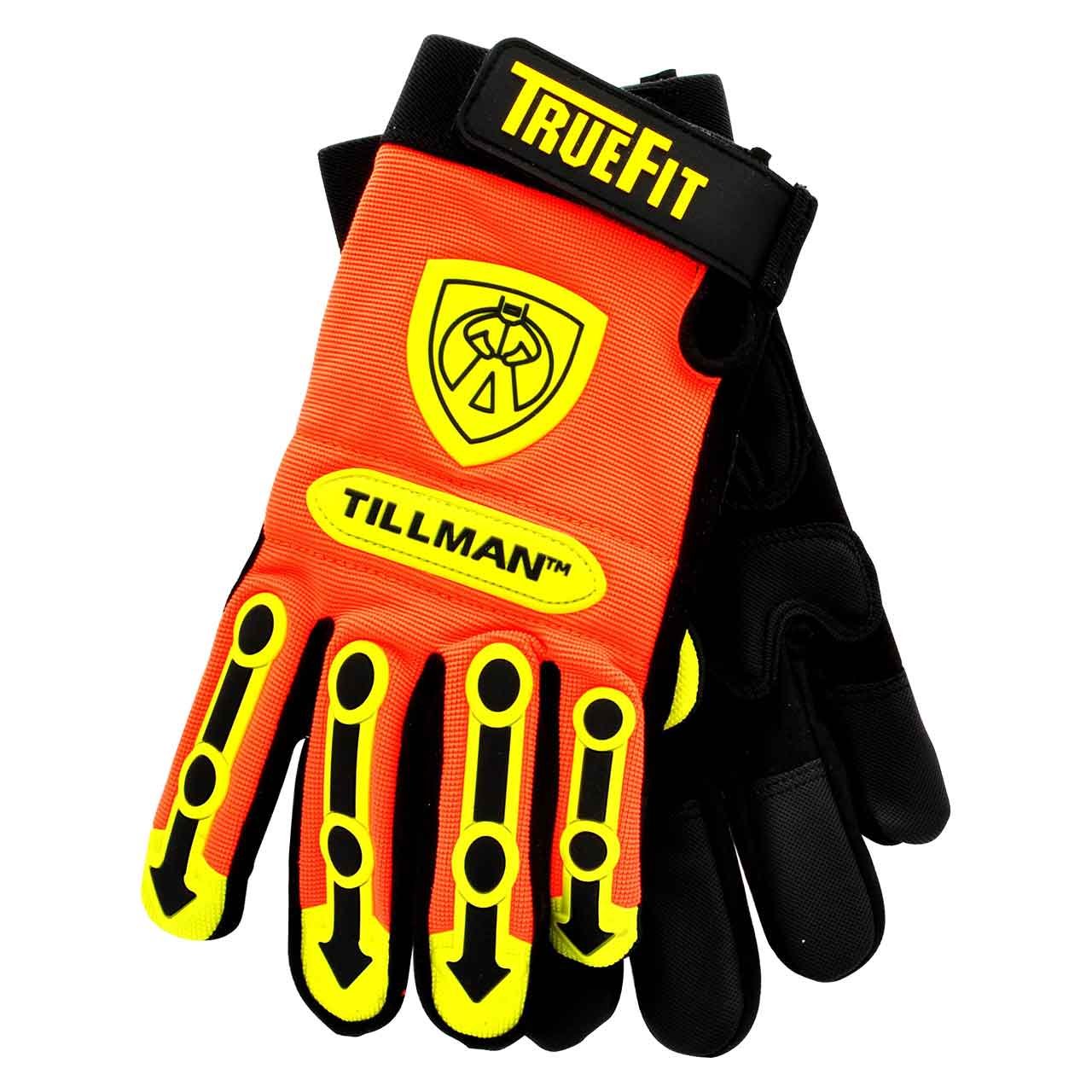 Tillman 1498 TrueFit Synthetic Leather Palm with TPR Pads Hi-Vis Nylon Work Glove, X-Large
