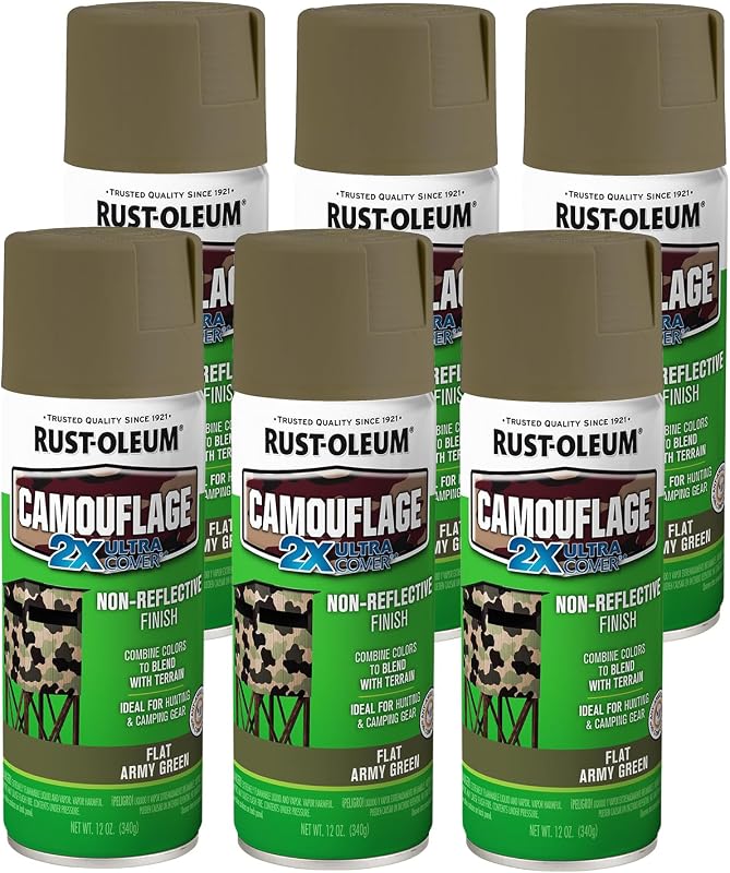 Rust-Oleum Camouflage 2X Ultra Cover Army Green Spray Paint | Non-Reflective Finish, Outdoor Concealment, Hunting Blinds And Equipment, Multi-Surface Coverage, 12 Oz