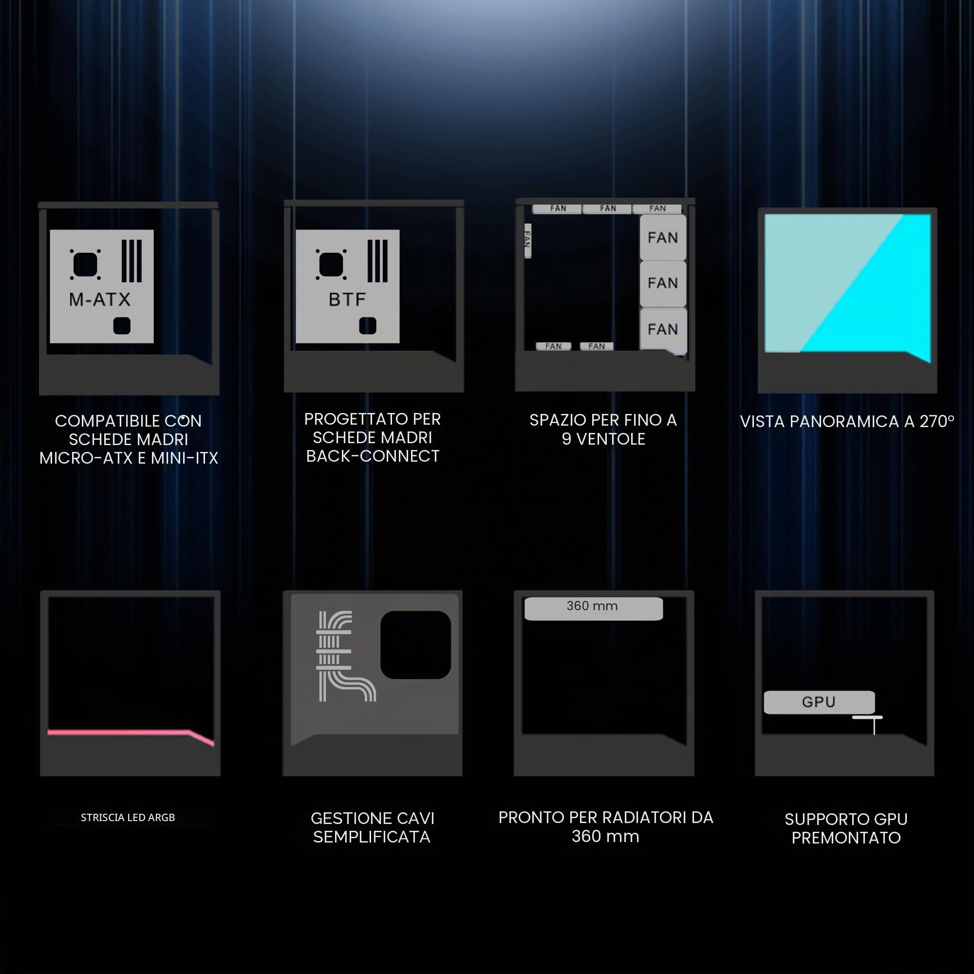 LIANLI Vector V100R Mini Tower PC Case, senza colonna, connessione posteriore m-ATX/m-ATX/Mini ITX, dotata di 4 ventole standard ARGB, V100RMIX, autorizzata giapponese