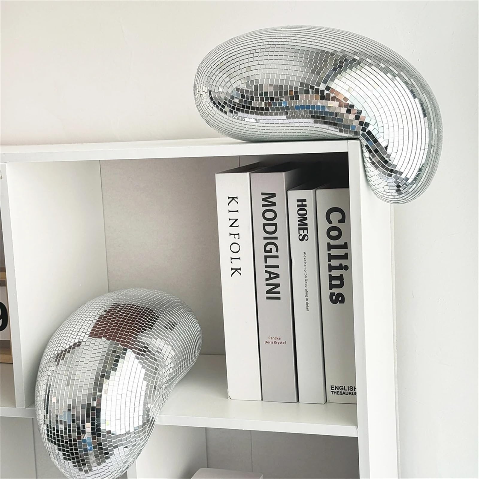 Kule dyskotekowe, stopione kule, nowoczesny wystrój domu, ręcznie robione lustro, estetyczny pokój, topniejący blask, funky(Silver)