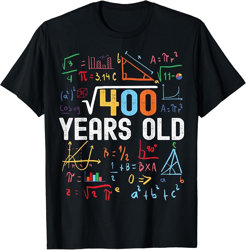 Square Root Of 400 20th Birthday 20 Years Old Birthday T-Shirt