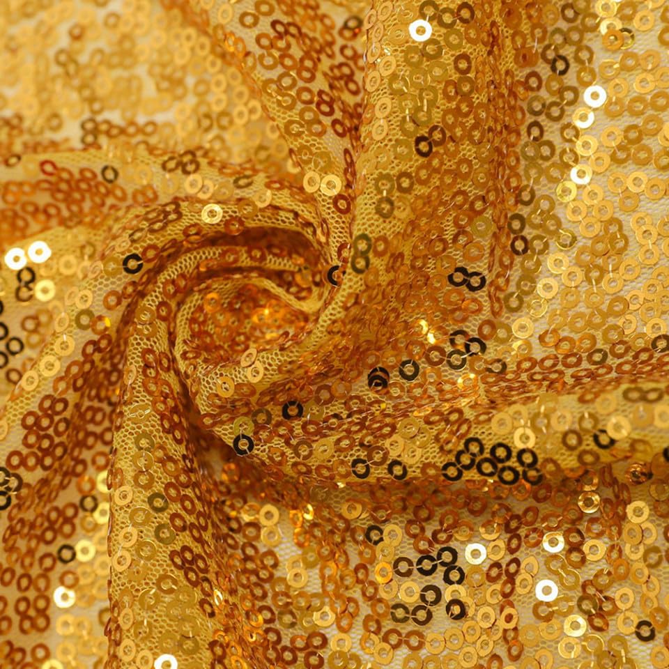 Nappe pailletée dorée haut de gamme en polyester décoratif de réception