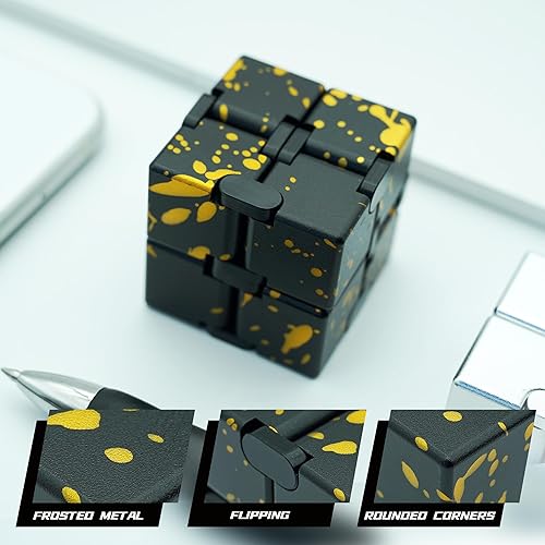 Miniatura 4 de DOLASEV Cubo infinito Fidget Toy para niños, cubo infinito de metal, juguete de dedo de oficina para adultos, TDAH, alivio del estrés, ansiedad,