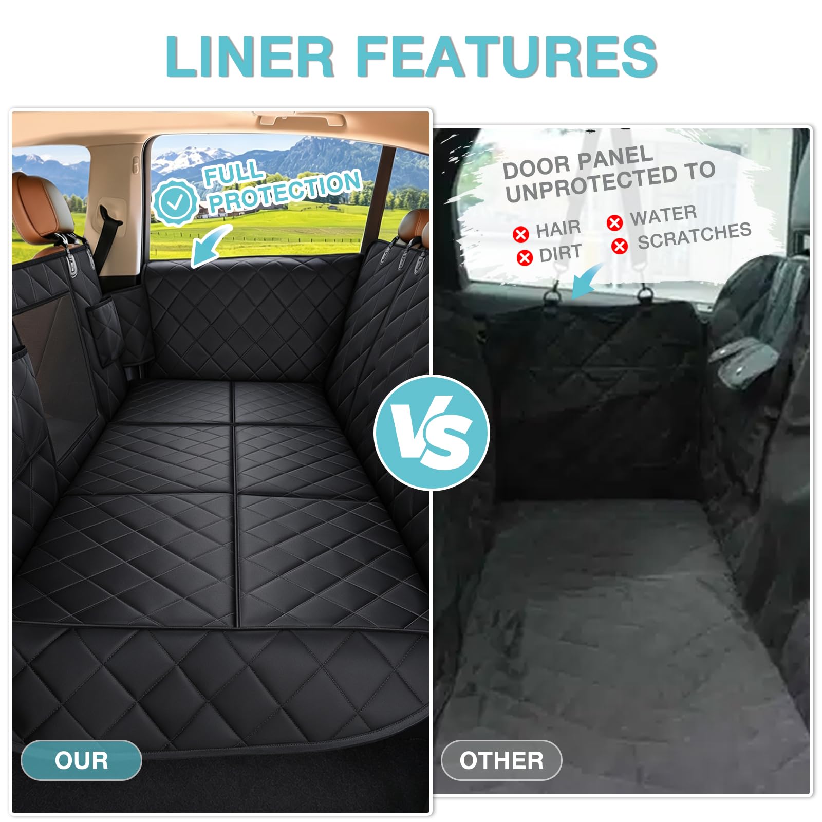Estensore per sedile posteriore per cani, copertura per sedile auto con fondo rigido, impermeabile, amaca per sedile posteriore dell'auto, resistente, antiscivolo, durevole, con finestra in