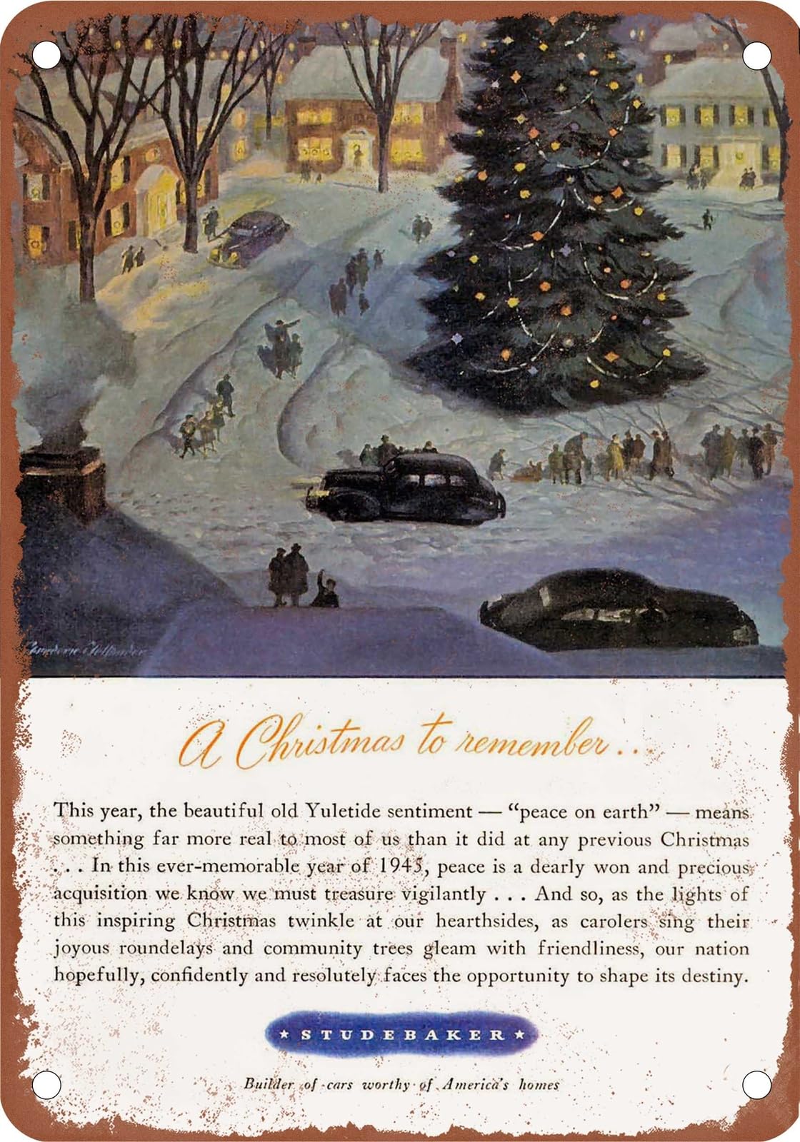METAL SIGN - 1945 Studebaker Vintage Ad 01 - Old Retro Rusty Look home decor