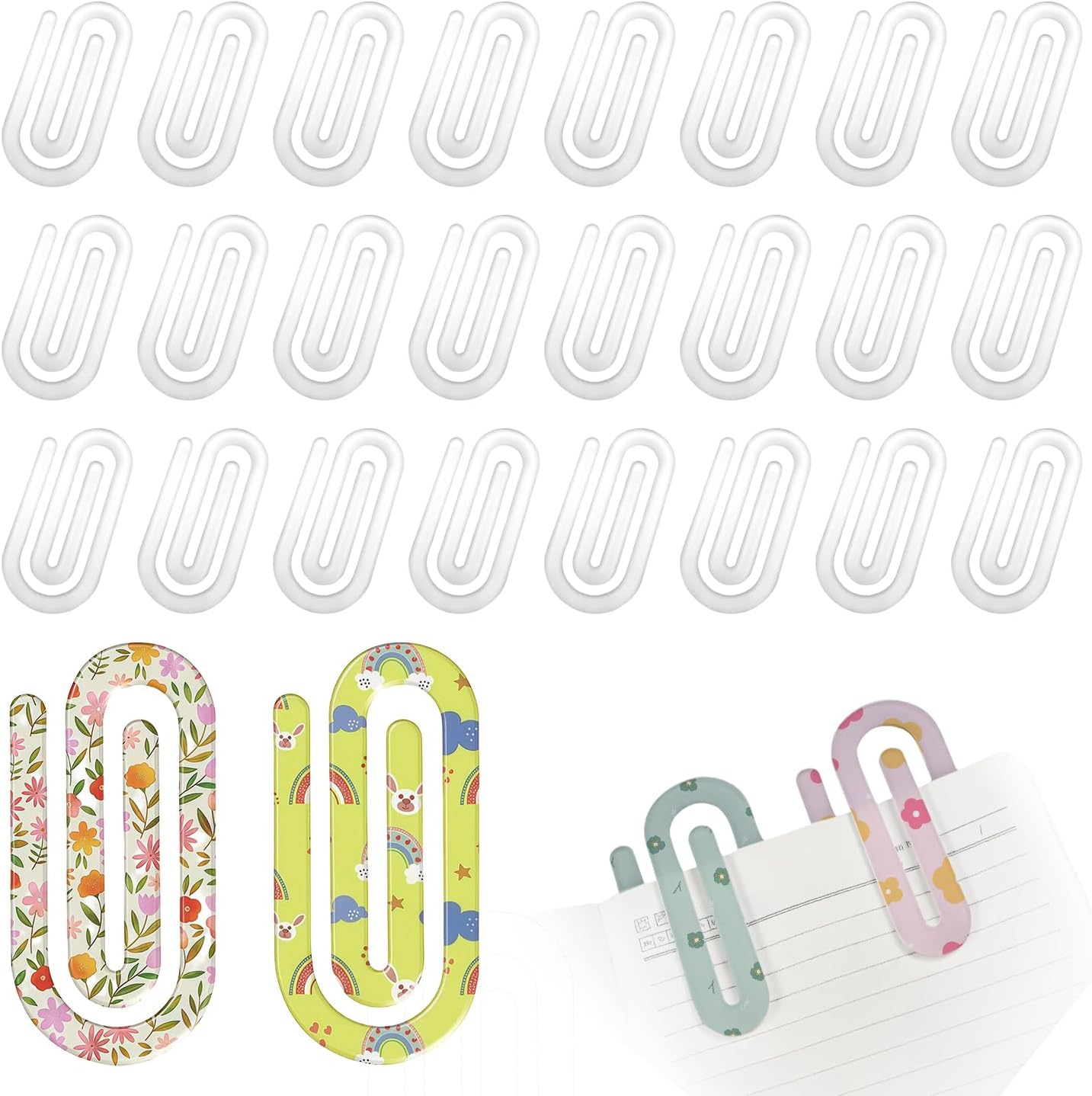 24 PCS Sublimation Paper Clips Blanks Bulk, 4" x 2" Clear Jumbo Paper Clips for Heat Transfer DIY Design, Acrylic Sublimation Clipboard Blanks for Crafts, Gifts, Home, Office, School Use