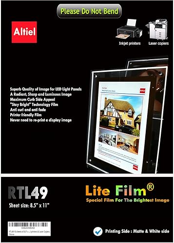 Miniatura 8 de RTL49-10 hojas de 11" x 17" - Lámina de película retroiluminada translúcida para todas las impresoras de inyección de tinta y copiadoras láser,