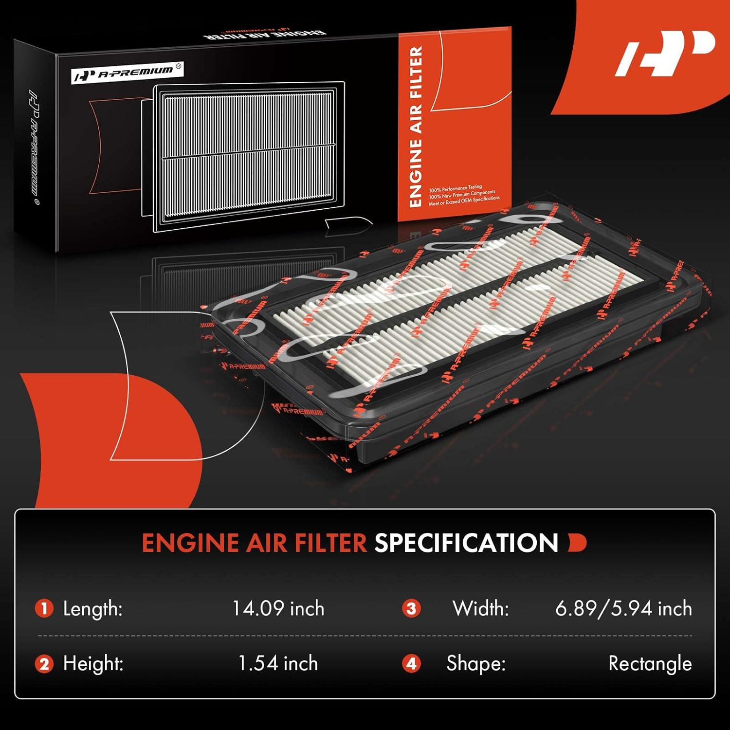 A-Premium 2-PC Engine Air Filter Compatible with Mercedes-Benz Models - C300 2019-2022, E350 2020-2023, GLC300 2020-2022, GLE350 2020-2023 - L4 2.0L