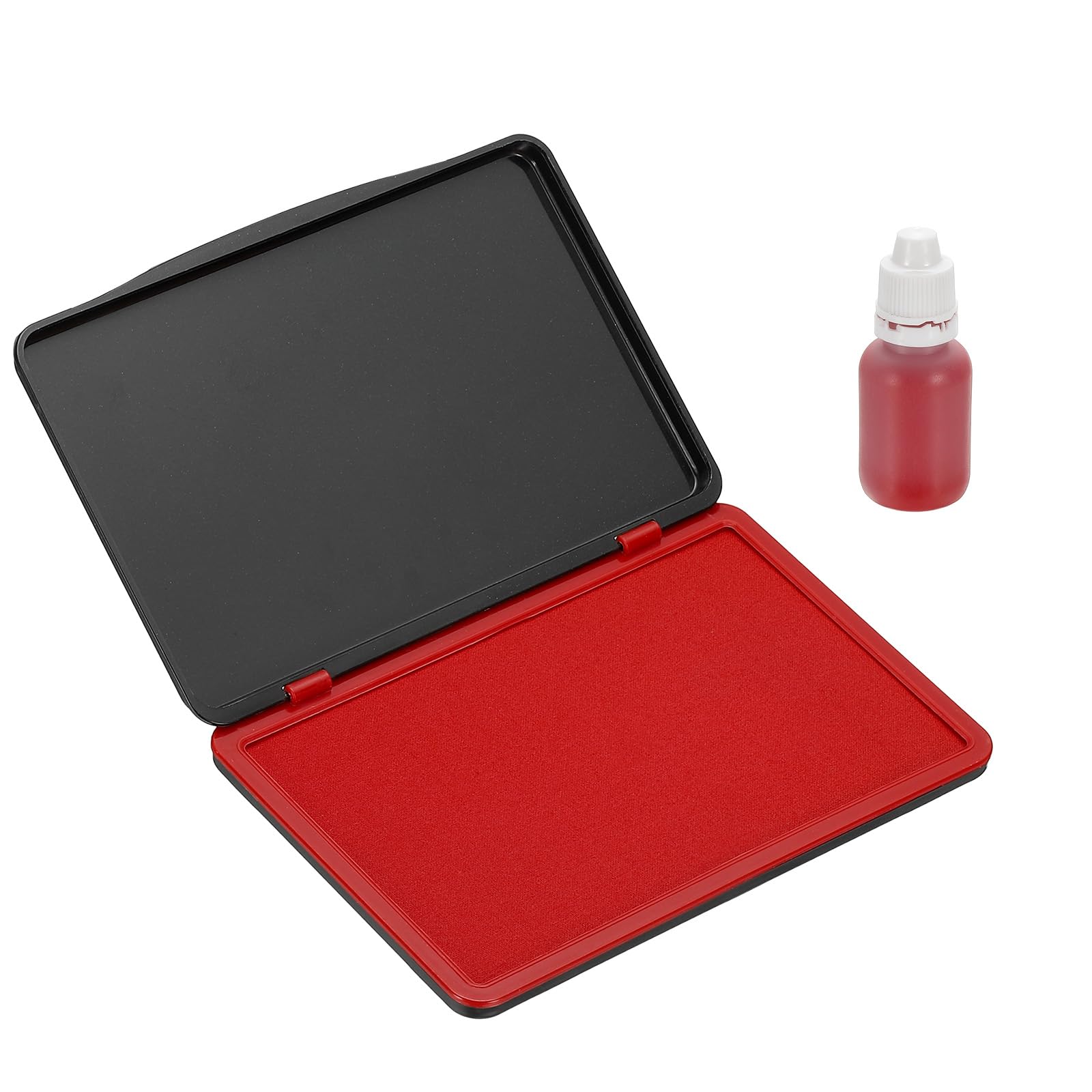 PATIKIL 6.7"x 4.7" Large Stamp Pad, Washable Craft Ink Pad with Ink for Rubber Stamp Card Making Stamping Scrapbook Fingerprint Footprint Handprint, Red/Black